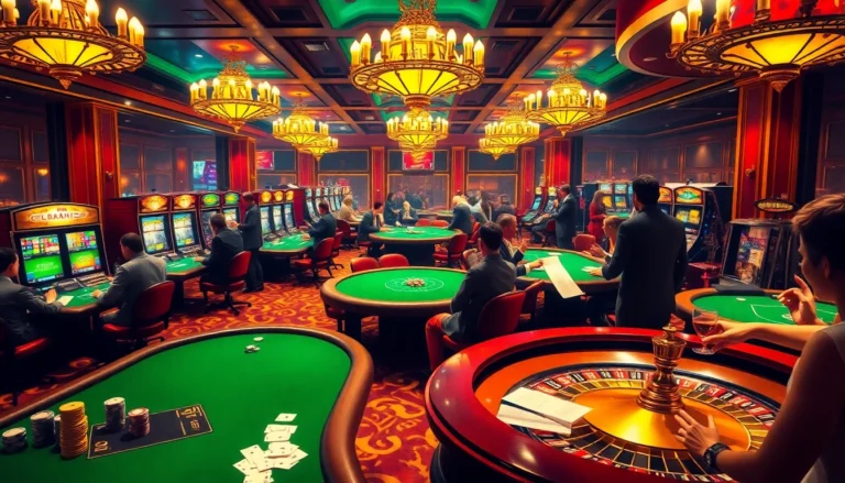 Exciting casino atmosphere at https://okfun.accountant/ with vibrant games, lively players, and high stakes.